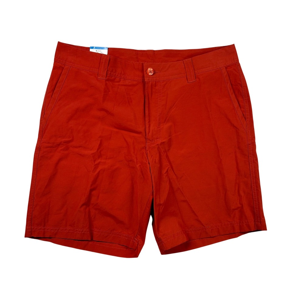 Columbia Shorts Mens 34 Burnt Orange Red Hiking Regular Nylon Blend Outdoor 7.5"